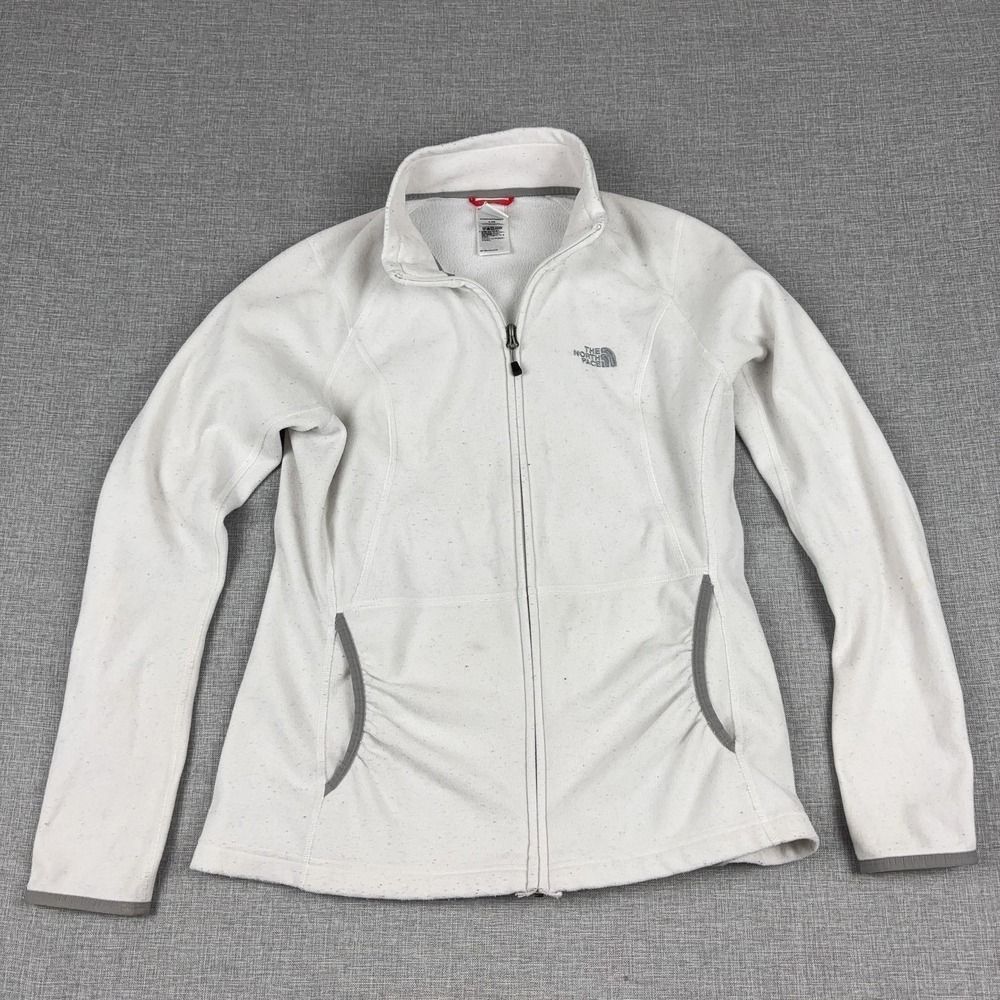 The North Face Fleece Jacket Womens Large White Polartec Full Zip Pockets